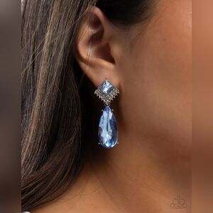 Elegant Blue Crystal Drop Earrings